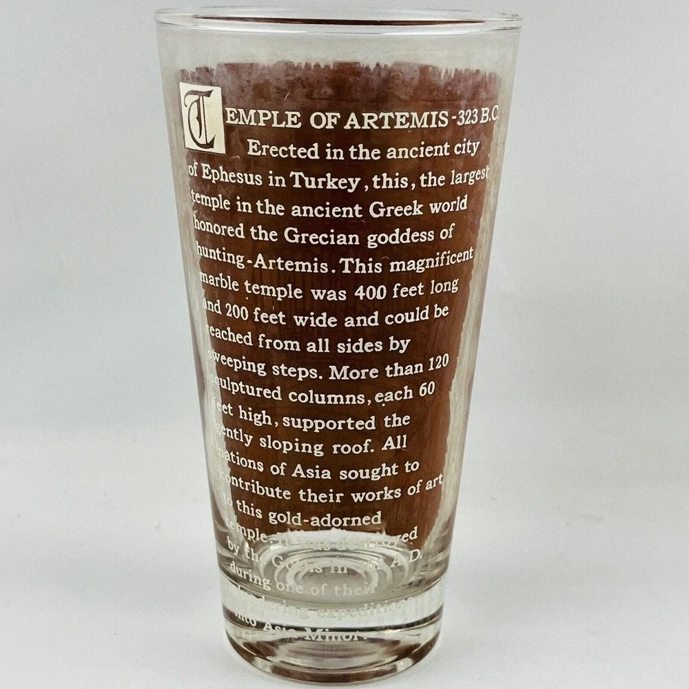 Vintage Seven Wonders Of The World Temple Of‎ Artemis Drinking Glass Tumbler